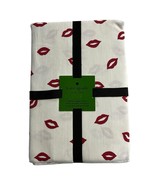 Kate Spade Tablecloth White Cotton Red Lips Kiss Oblong 60&quot;x84&quot; - $34.74 CAD