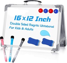 Small Dry Erase White 16&quot; x12&quot; Double-Sided WhitePortable Foldable Magnetic - £13.65 GBP