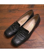 FERRAGAMO Logo Made in Italy Black Leather Comfort Loafers Dress Flats 8... - £62.47 GBP