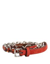 Dolce &amp; Gabbana Red Velvet Crystals Chain Embellished Belt Women - $604.99