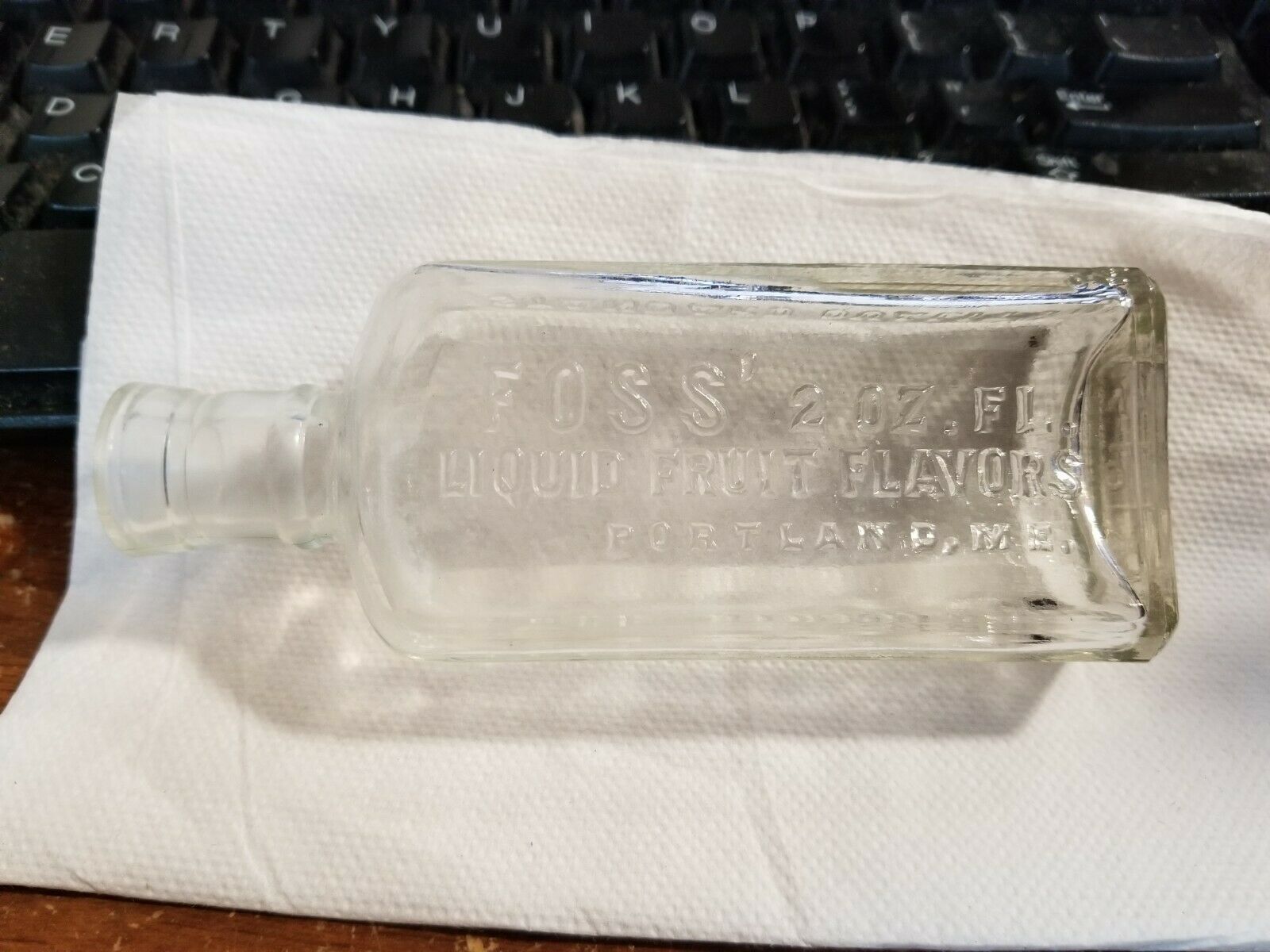 Antique FOSS  2 oz Liquid Fruit Flavors Vtg. Glass Medicine Bottle Portl... - $7.91