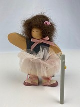 Wooden Doll 7&quot; Ballerina Doll with Barre Clothed Very CUTE - Very Good Condition - £12.62 GBP