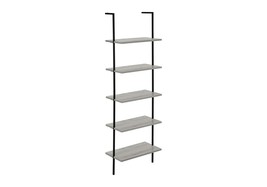 72&quot;H Modern 5-Tier Bookshelf Bookcase Etagere - Grey Laminate &amp; Black Metal - $2,975.81 MXN