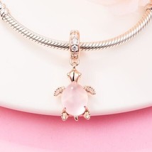 2022 Summer 14k Rose Gold-Plated Murano Glass Pink Sea Turtle Dangle Charm - £12.97 GBP