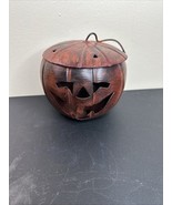 Vintage Rustic Metal pumpkin jack-o’-lantern Halloween Tea Light candle ... - $46.57 CAD