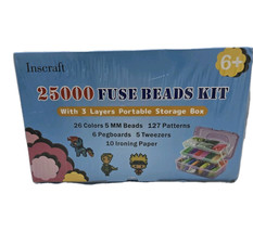 Inscraft 25000 Fuse Beads Kit with 3 Layers Portable Storage 26 Color 5M... - £27.49 GBP