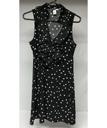 White House Black Market Dress Tunic B/W Dots Sleeveless Ruffle Vneck Sz... - $25.15