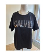 CALVIN KLEIN women&#39;s New York skyline Graphic T-Shirt sz medium Black NYC - $22.00