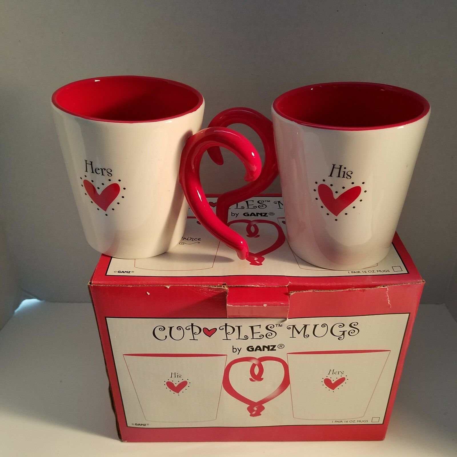 Primary image for Couples Mugs By Ganz Red White 16 oz. Each Valentines Day His Hers In Orig. Box