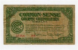 Common Sense Coupon Corporation 5 Coupons Certificate 1910&#39;s Albany New York + - £30.00 GBP