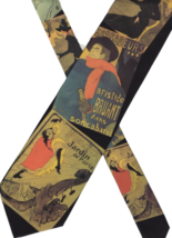 RALPH MARLIN  vintage Novelty Necktie1995 Toulouse Lautrec French posters  - $14.84