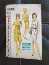 Vintage 60&#39;s Simplicity 6000 DOUBLE-BREASTED Dress Sewing Pattern Woman Size 16 - £12.69 GBP