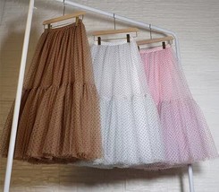 Vintage Polka Dot Tulle Skirt Outfit Layered Tulle Tutu Skirt Holiday Plus Size image 7