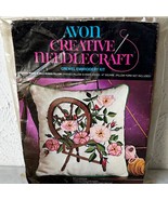 Spinning Wheel and Wild Roses Vintage Crewel Embroidery Kit Avon Needlec... - $25.97 CAD