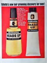 Gillette&#39;s Heads Up Hair Grooming for Men 1965 Vintage print ad - $10.40