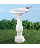 Elegant Bird Bath XL White Durable Drink Wash Birdbath Garden Yard Outdo... - £46.57 GBP