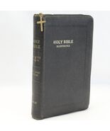 Vtg Holy Bible Illustrated KJV Self Pronouncing Cross Zipper Blk Cover W... - $39.19
