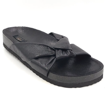 GILI Women Slip On Knotted Strap Slide Sandals Pearlia Size US 8 Black Textile - £14.24 GBP