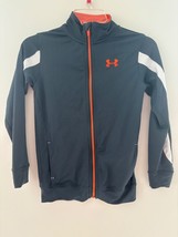 Under Armour Youth Medium Gray Full Zip Athletic Jacket With Orange Zipper/ Logo - $18.69