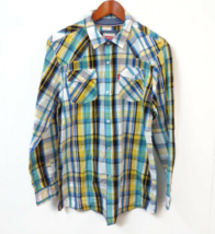 Levi&#39;s Big Boys XL (13-15 Yrs) Snap Button Western Wear Plaid Shirt BL BLK YW - $24.18