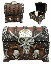 Ebros Pirate Skull With Crossed Dagger Blades Treasure Chest Box Jewelry Box 5&quot;L - £25.53 GBP