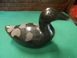 Beautiful Black on Black DUCK Figure..Signed Made in Mexico - $109.59