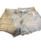 Women&#39;s Gap Relaxed Leg, High Rise Ripped Light Wash Jean Shorts Size 32/14/ NWT - £16.97 GBP