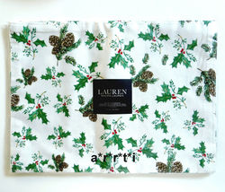 Ralph Lauren Holly Berry w Pine Cones Christmas Holiday Winter Placemats 4 NIP - £35.97 GBP