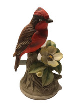 Vintage Porcelain Vermilion Flycatcher Cardinal Bird Figurine Andrea by Sadek - £15.47 GBP
