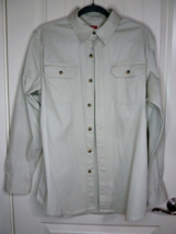 Wrangler Men’s Long Sleeve Shirt Medium Light beige gaberdine cotton fabric - £12.54 GBP