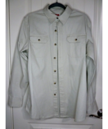 Wrangler Men’s Long Sleeve Shirt Medium Light beige gaberdine cotton fabric - $21.65 CAD