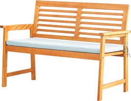 VIFAH V1953 Waimea Honey Slatted Eucalyptus Wood Garden Bench with Cushion - £203.02 GBP