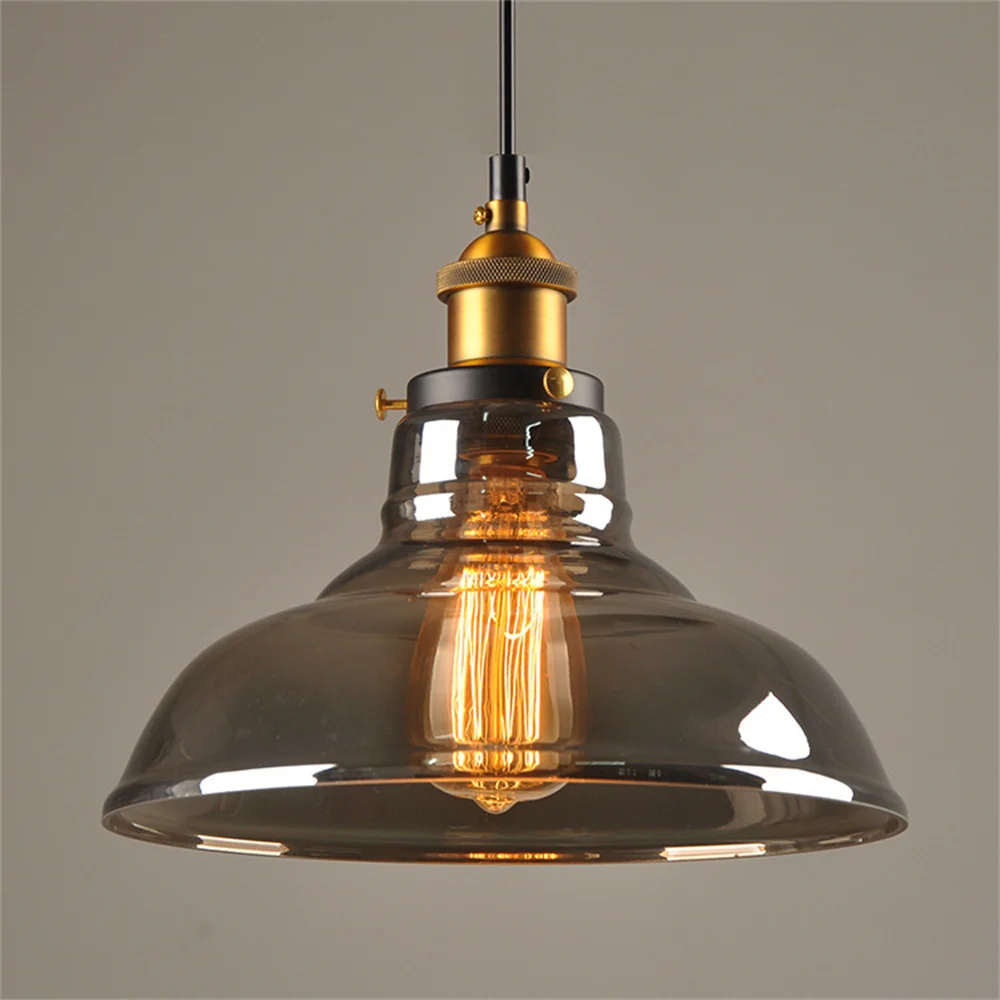 Vintage Pendant Lights Dining Clear Gray Amber Colour Glass Hanging Lamp... - £51.93 GBP+