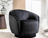 Modern Barrel Swivel Chair With Plush Velvet Upholstery And Smooth 360 R... - $396.99