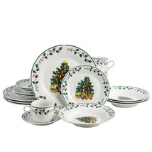 Gibson Home 20 Piece Ceramic Christmas Tree Trimming Dinnerware Set - $144.99