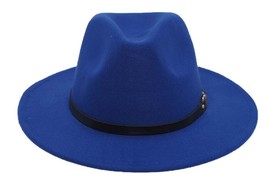 Royal Blue Fedora Wide Brim Panama Cowboy Hat UNISEX - £33.00 GBP