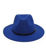 Royal Blue Fedora Wide Brim Panama Cowboy Hat UNISEX - £32.83 GBP