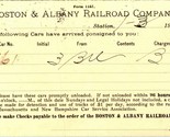 Boston &amp; Albany Ferrovia Company Arrival Attenzione Form 1157 Postale Sc... - £9.03 GBP
