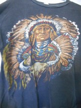 Native American and Skull on black Graphic Tee T-Shirt nice fade - $297.41 MXN