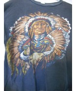 Native American and Skull on black Graphic Tee T-Shirt nice fade - $297.41 MXN