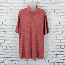 Alan Flusser Polo Mens XXL Orange Striped Golf Performance Shirt Short S... - £14.23 GBP
