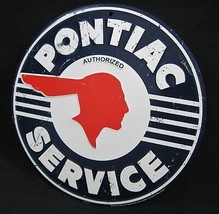 Pontiac Service *Us Made* - Round Embossed Sign - Man Cave Garage Shop Bar Decor - £14.34 GBP