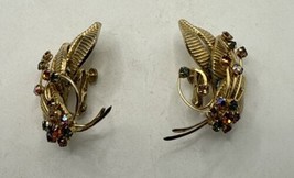 Coro Earring Clip On Fruit Salad Rhinestones Gold Tone Multi Color Pat P... - $39.59