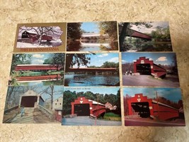 Vintage Lot Of 9 Postcards Covered Bridges Berks County Pennsylvania - £8.50 GBP