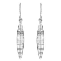 Noticeable Elongated Oval Cocoon Sterling Silver Dangle Earrings - £15.85 GBP
