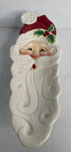 Fitz And Floyd Christmas Server Santa Cookie Plate Snack Therapy 14” Long - £10.08 GBP