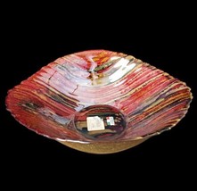 Pier 1 Imports Hand Painted Ribbed Fall Colors Glass Bowl Made in Italy - £28.22 GBP