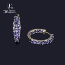 Natural tanzania blue tanzanite oval 3*4real gemstone earrings 925 sterling silv - £166.56 GBP