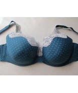 Le Mystere P965 Lace Tisha Polka-Dots T-Shirt UW Bra Turquoise Blue 38D ... - $24.56