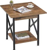 Rustic Walnut, Easy Assembly Rustic End Table, 24 Inch Industrial, Green... - $98.99